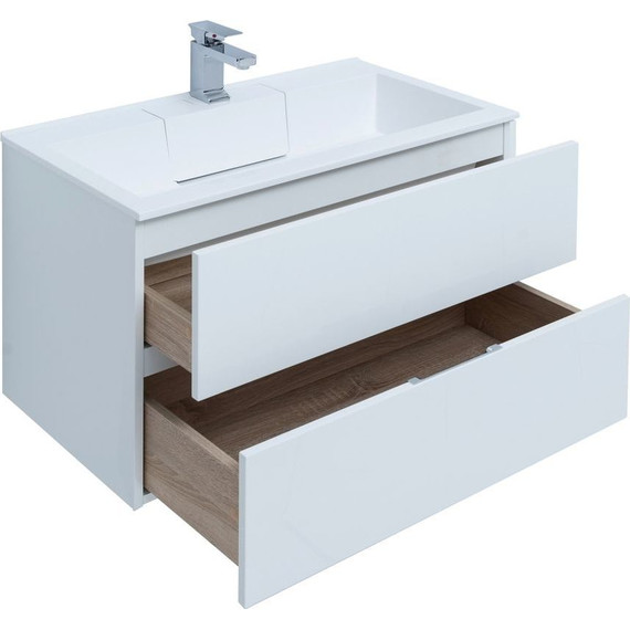 Тумба подвесная с раковиной Aquanet Алвита 90 см 235340, белый, Цвет фасада: белый - фото 6