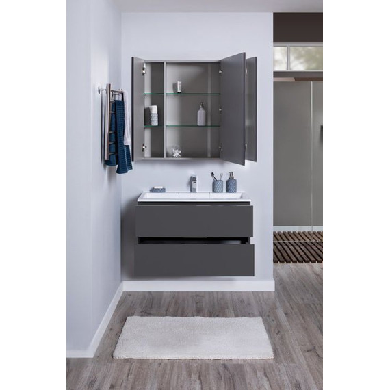 Тумба подвесная с раковиной Aquanet Алвита 90 см 240111, серый антрацит, Цвет фасада: серый - фото 9