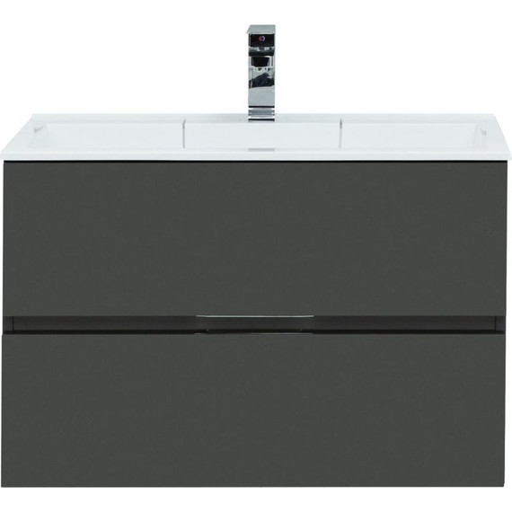 Тумба подвесная с раковиной Aquanet Алвита 90 см 240111, серый антрацит, Цвет фасада: серый - фото 4