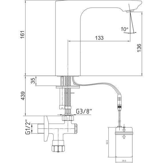 Смеситель для раковины электронный E.C.A. 108108037EX - фото 2