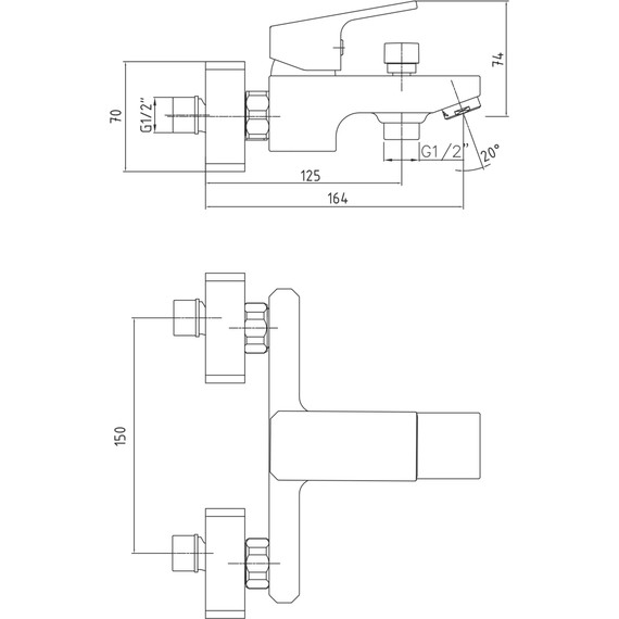 Смеситель для ванны E.C.A. Tiera 104802469EX, белый/хром - фото 3