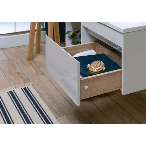 Тумба подвесная с раковиной-столешницей Aquanet Токио 110 см 236915 R, белый - фото 16