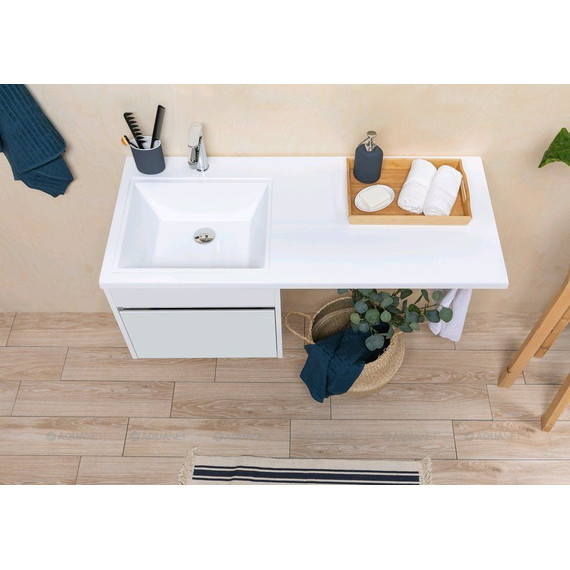 Тумба подвесная с раковиной-столешницей Aquanet Токио 110 см 236915 L, белый - фото 13