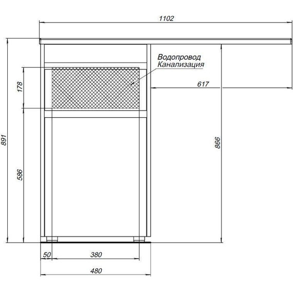 Тумба напольная с раковиной-столешницей Aquanet Токио 110 см 239289 R, белый - фото 18