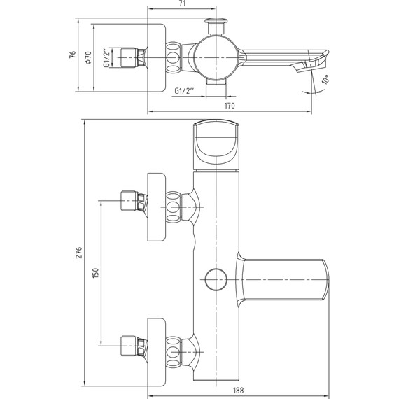 Смеситель для ванны E.C.A. Myra 104102470EX, белый - фото 4