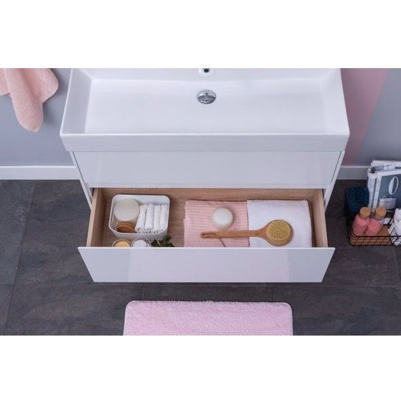 Тумба подвесная с раковиной Aquanet Бруклин 100 см 203961, белый - фото 10