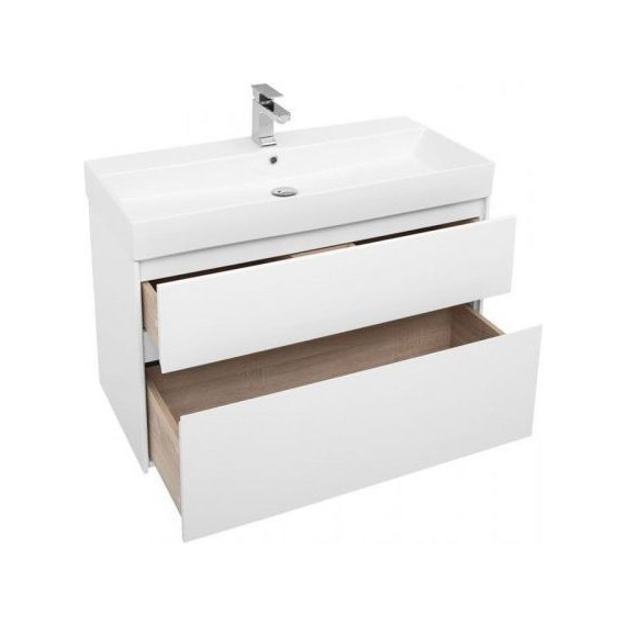 Тумба подвесная с раковиной Aquanet Бруклин 100 см 203961, белый - фото 4