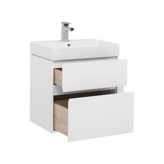 Тумба подвесная с раковиной Aquanet Бруклин 60 см 203958, белый - фото 2