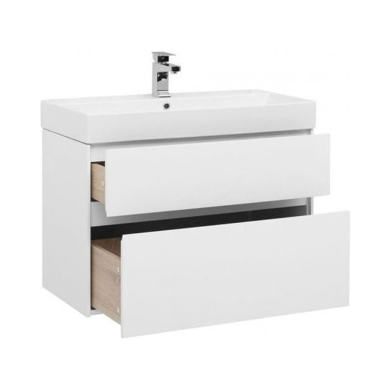 Тумба подвесная с раковиной Aquanet Бруклин 85 см 203960, белый - фото 2