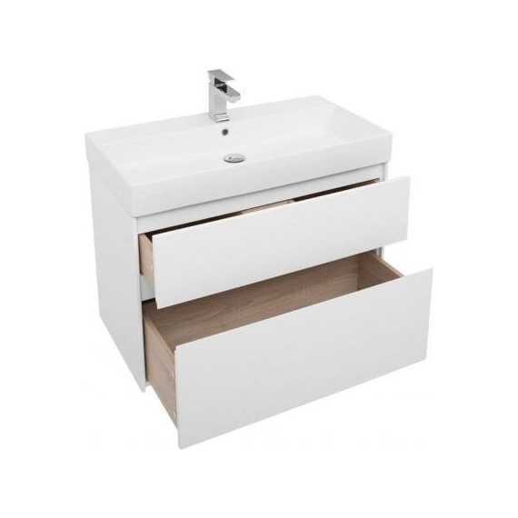 Тумба подвесная с раковиной Aquanet Бруклин 85 см 203960, белый - фото 4