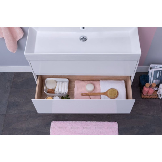 Тумба подвесная с раковиной Aquanet Бруклин 85 см 203960, белый - фото 6