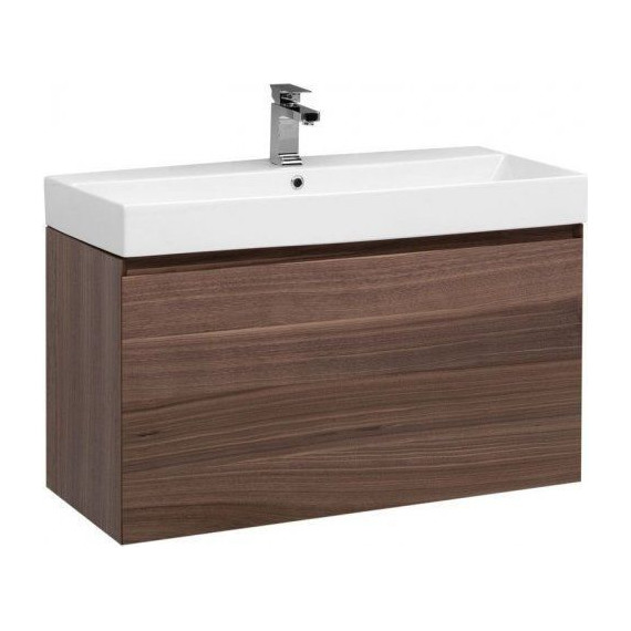 Тумба подвесная с раковиной Aquanet Нью-Йорк 100 см 203949, орех - фото 