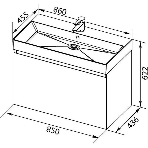 Тумба подвесная с раковиной Aquanet Нью-Йорк 85 см 203947, орех - фото 12