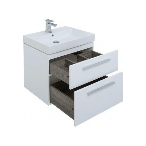 Тумба подвесная с раковиной Aquanet Nova 60 см 242279, белый, Цвет фасада: белый - фото 8