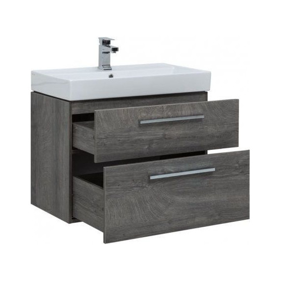 Тумба подвесная с раковиной Aquanet Nova 75 см 242260, дуб рошелье, Цвет фасада: дуб рошелье - фото 3