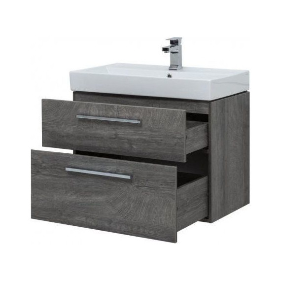 Тумба подвесная с раковиной Aquanet Nova 75 см 242260, дуб рошелье, Цвет фасада: дуб рошелье - фото 7