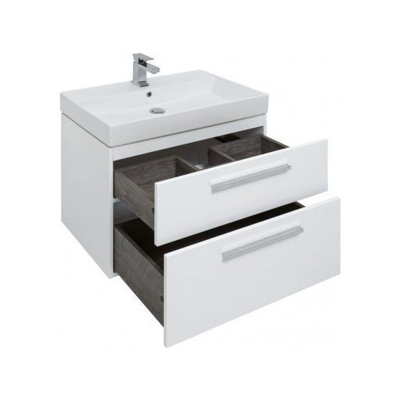 Тумба подвесная с раковиной Aquanet Nova 75 см 242262, белый, Цвет фасада: белый - фото 6