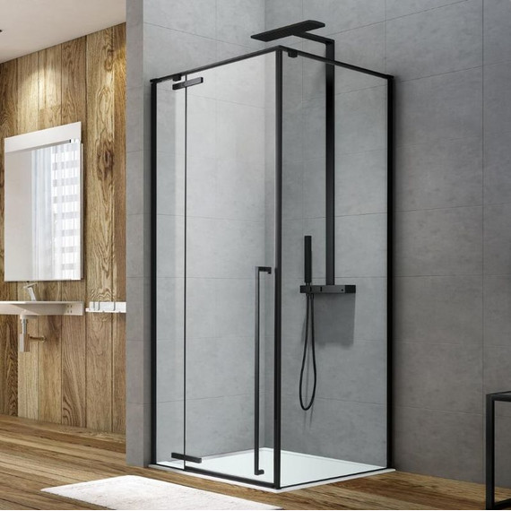 Душевое ограждение Aquanet Ideal AE-AXC94MB-S-B 140x90 см (стекло 8 мм), чёрный/прозрачное - фото 