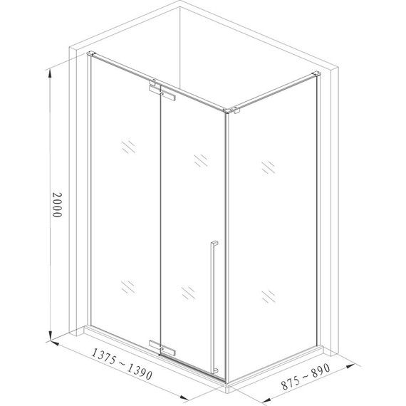 Душевое ограждение Aquanet Ideal AE-AXC94MB-S-B 140x90 см (стекло 8 мм), чёрный/прозрачное - фото 6