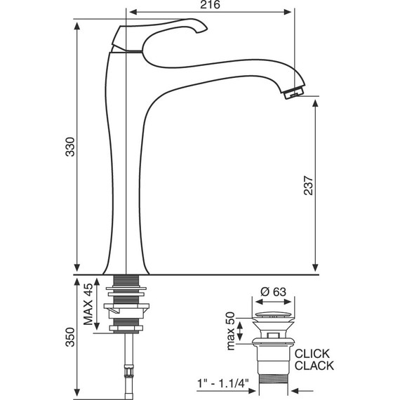 Смеситель для раковины высокий Emmevi Ares BIO76006, белый - фото 2