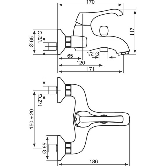 Смеситель для ванны Emmevi Ares BR76001, бронза - фото 2