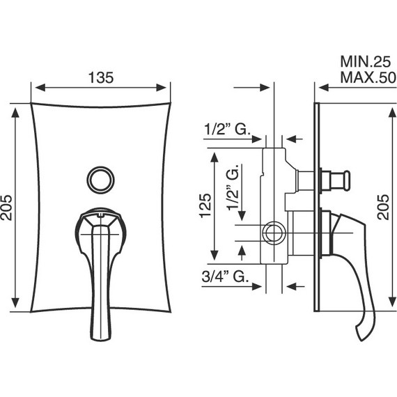 Смеситель для ванны Emmevi Ares NEO76019, черный - фото 2