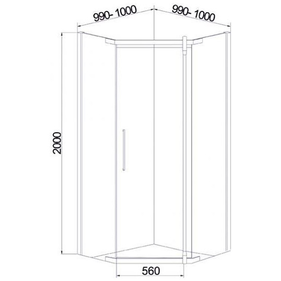 Душевое ограждение Mirsant Smart Pentagon 100х100 см хром/прозрачное - фото 2
