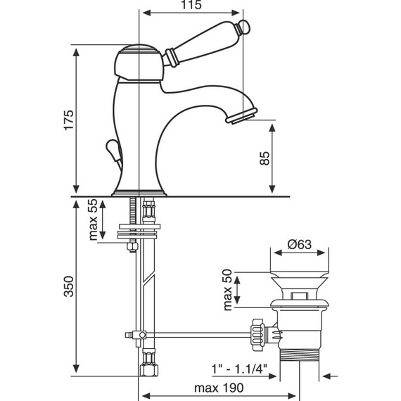 Смеситель для раковины Emmevi Laguna BR40063, бронза - фото 2