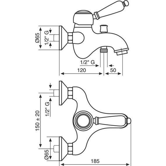 Смеситель для ванны Emmevi Laguna OR40061, золото - фото 2