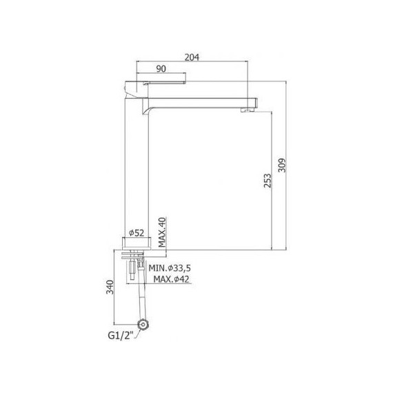 Смеситель для раковины высокий Paffoni Ringo RIN081CR - фото 4