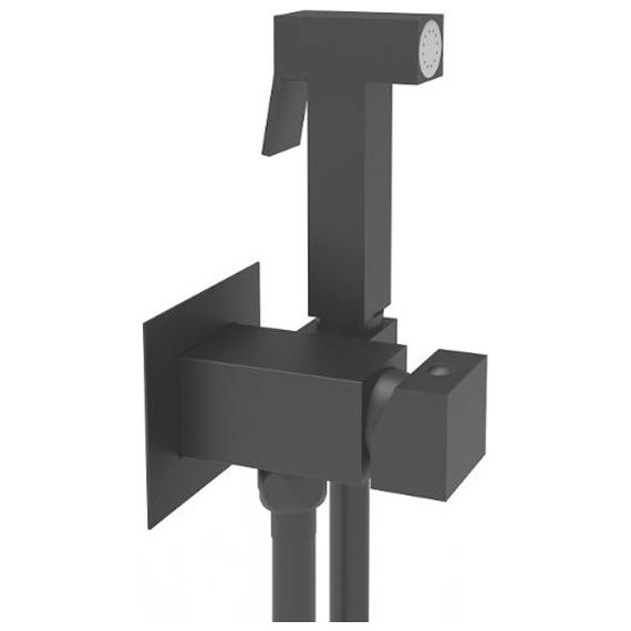 Набор для гигиенического душа Paffoni Tweet Square ZDUP112NO, чёрный матовый - фото 