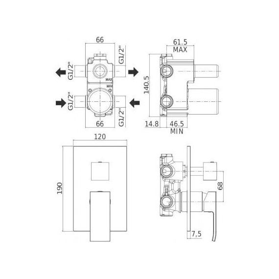 Смеситель для ванны Paffoni Elle EL018CR/M - фото 2