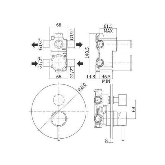 Смеситель для ванны Paffoni Light LIG018NO, чёрный матовый - фото 3