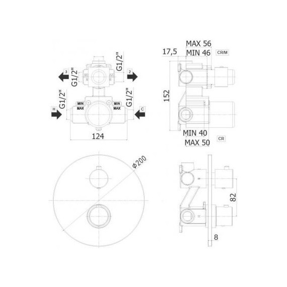 Смеситель для ванны с термостатом Paffoni Light LIQ018CR - фото 3