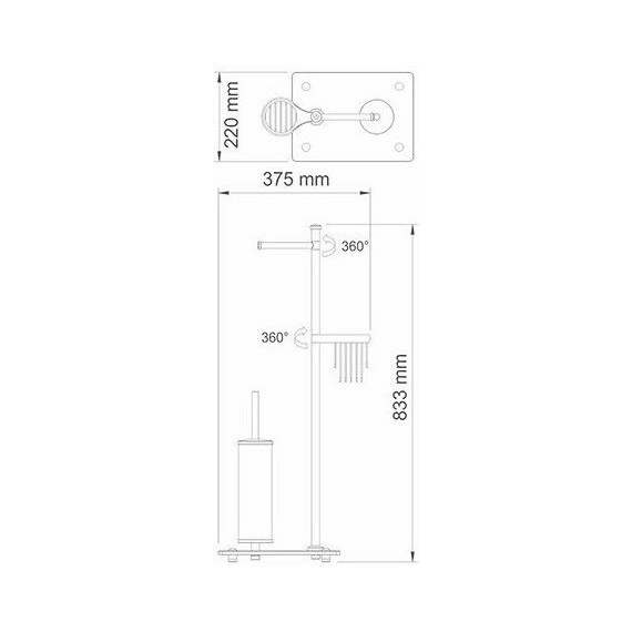 Стойка с держателем и ёршиком WasserKraft K-1264BLACK, цвет чёрный - фото 8