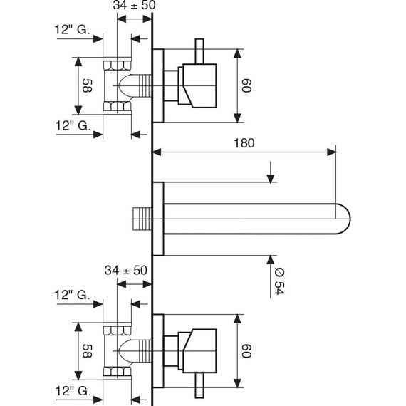 Смеситель для раковины настенный Emmevi Piper OR45155, золото - фото 2