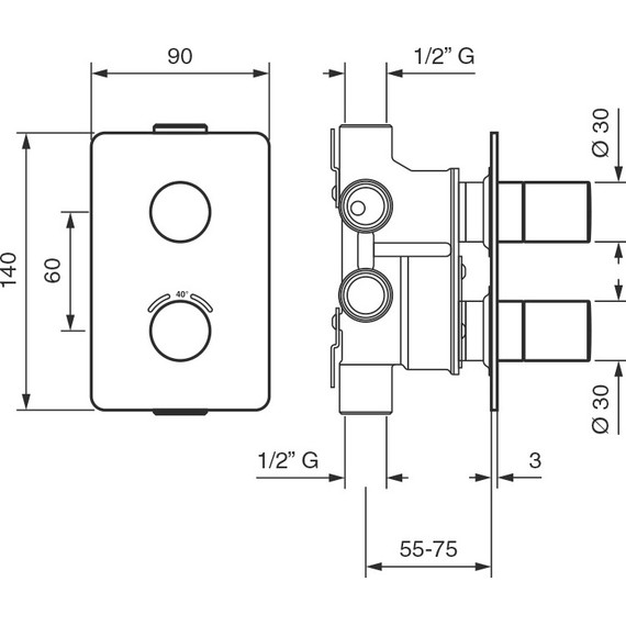 Смеситель для ванны с термостатом Emmevi CR45329 - фото 2