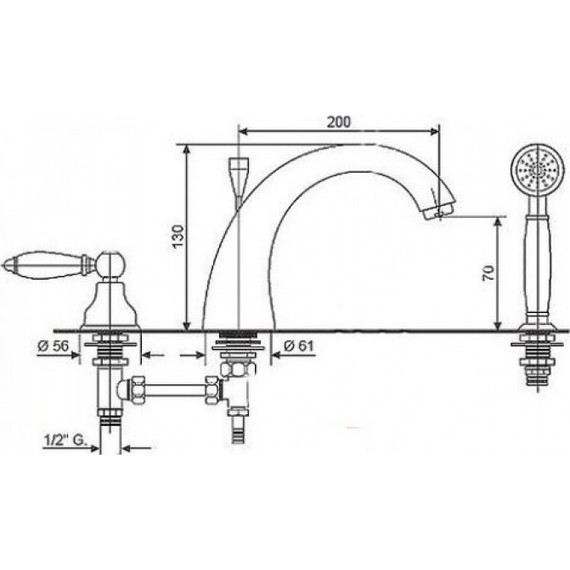 Смеситель для ванны Emmevi Tiffany BC60120, белый/хром - фото 2