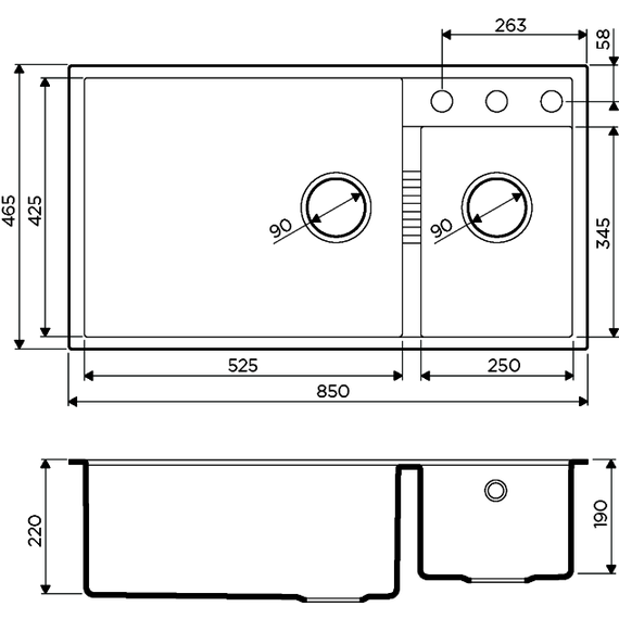 Кухонная мойка Omoikiri Tedori 85-2-U BL 4993940, чёрный, Цвет производителя: чёрный - фото 3