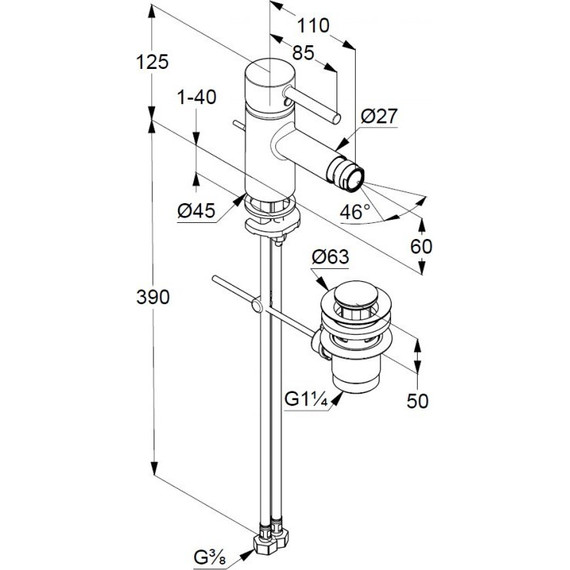Смеситель для биде Kludi Bozz 385333976, черный - фото 2