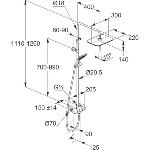Душевая стойка с термостатом Kludi Cockpit Explorer 8005005-00 - фото 5