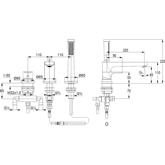 Смеситель для ванны Kludi Zenta SL 484480565 - фото 2