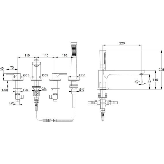 Смеситель для ванны Kludi Zenta SL 484240565 - фото 2