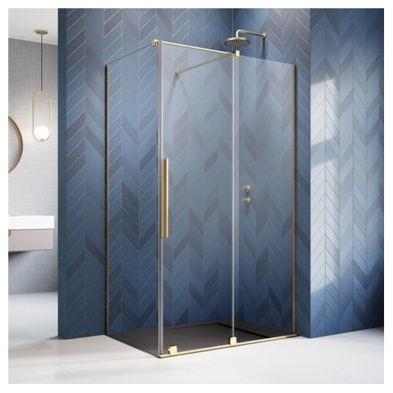 Душевое ограждение Radaway Furo Gold KDJ 140х100 см R (стекло 8 мм), золото/прозрачное - фото 