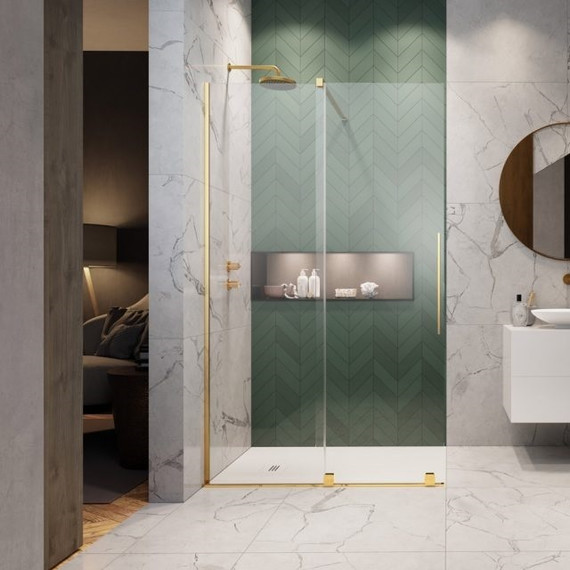 Душевая перегородка Radaway Furo Gold Walk-in 100х200 см 10106538-09-01L (стекло 8 мм), золото/прозрачное - фото 