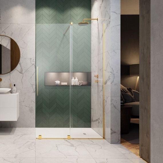 Душевая перегородка Radaway Furo Gold Walk-in 150х200 см 10106788-09-01R (стекло 8 мм), золото/прозрачное - фото 