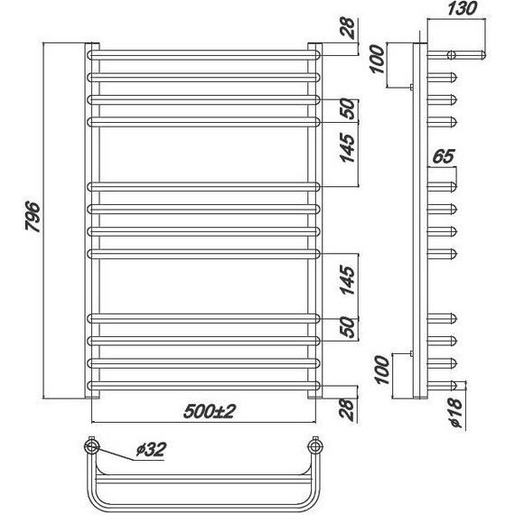 Полотенцесушитель водяной Ravak Optima П12 500х800 мм X04000083685 - фото 4