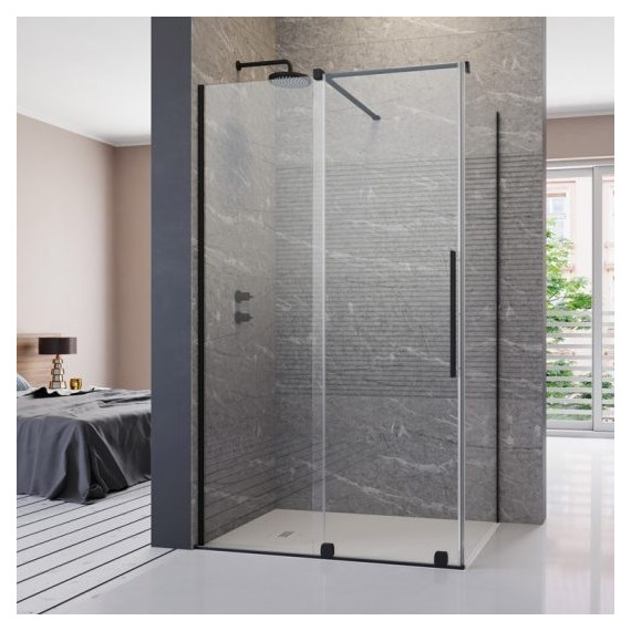 Душевое ограждение Radaway Furo Black KDJ 160х100 см L (стекло 8 мм), черный/прозрачное - фото 