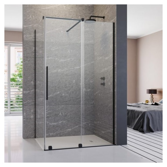 Душевое ограждение Radaway Furo Black KDJ 130х100 см R (стекло 8 мм), черный/прозрачное - фото 