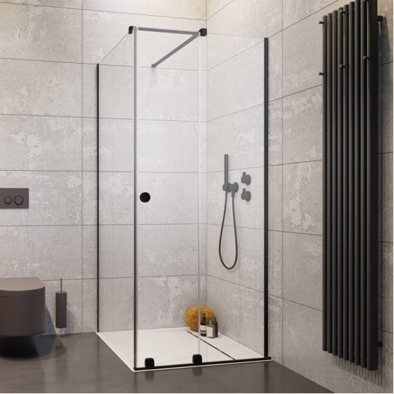 Душевое ограждение Radaway Furo Black KDJ RH 100х70 см R (стекло 8 мм), черный/прозрачное - фото 